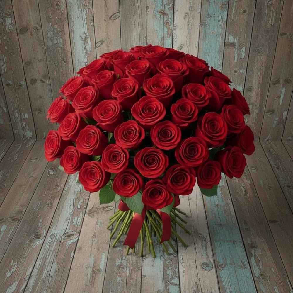 Букет 55 Красных роз Фридом в Белово