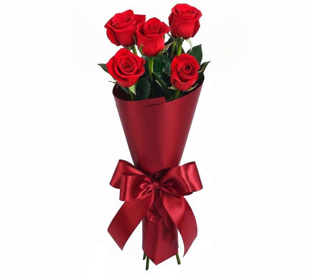 Букет 5 Красных роз Эдлесс Лав в Белово