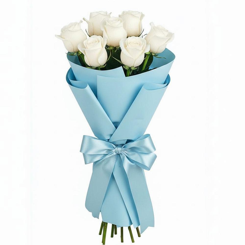 Букет 7 белых роз Проуд в Белово