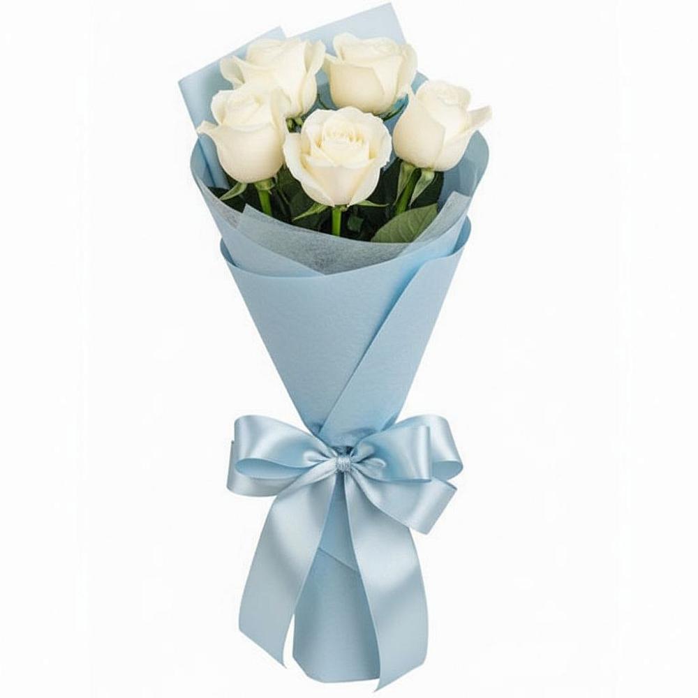Букет 5 Белых роз Проуд в Белово