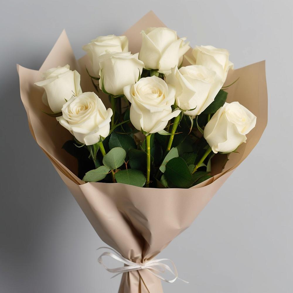 Букет 9 Белых роз Эдлесс Лав в Белово