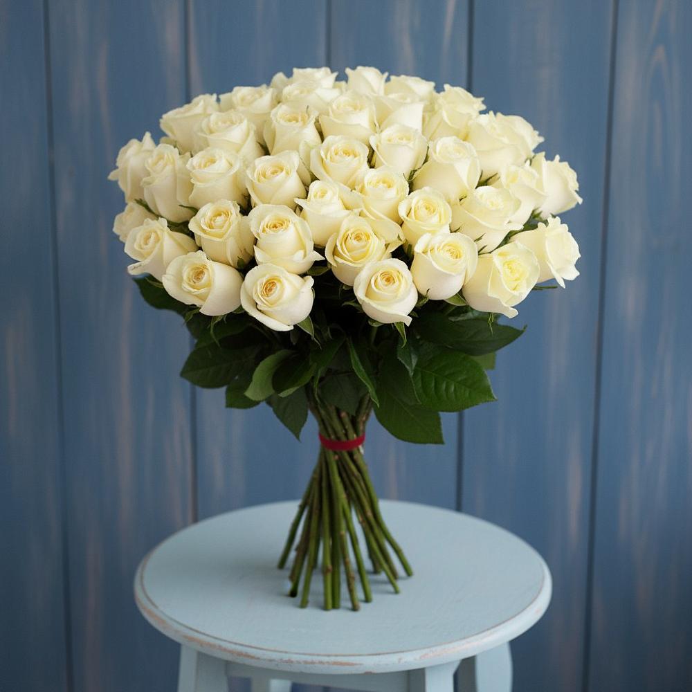 Букет 51 Белая роза Эдлесс Лав в Белово
