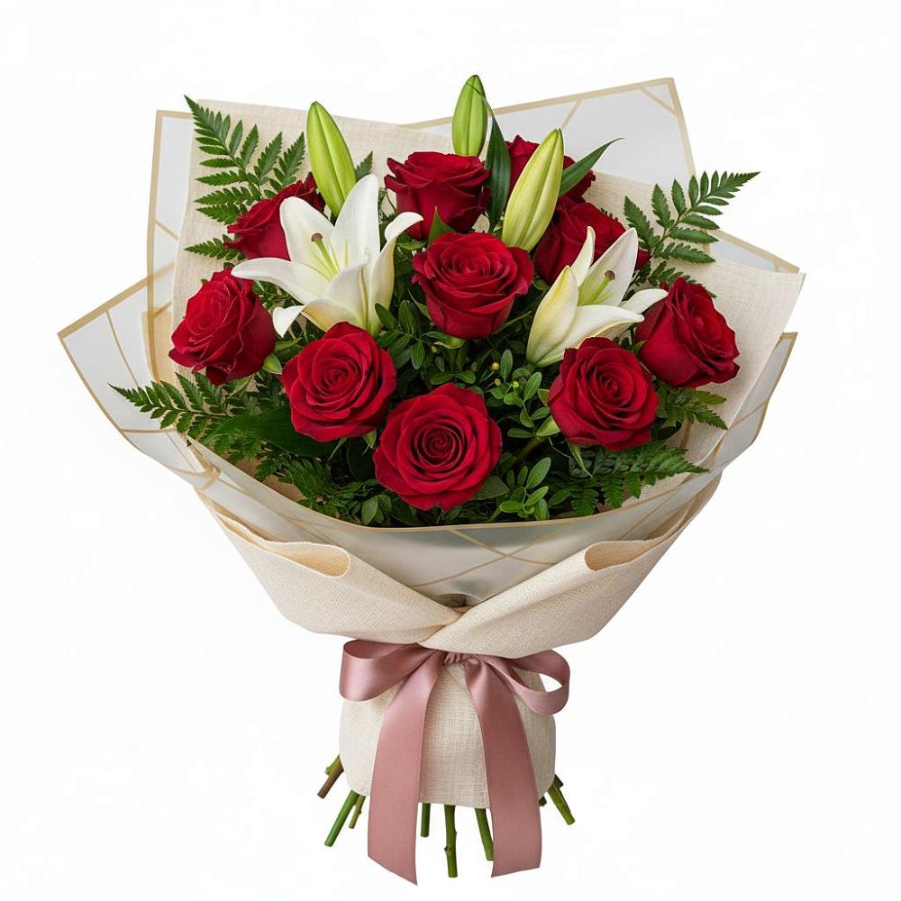 Букет цветов из: Лилии и Розы в Белово