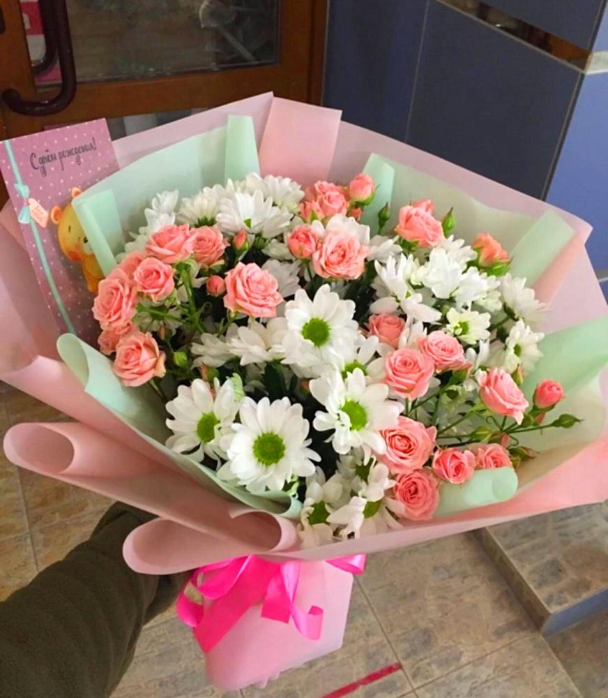 Букет цветов из: Розы и Хризантемы в Белово