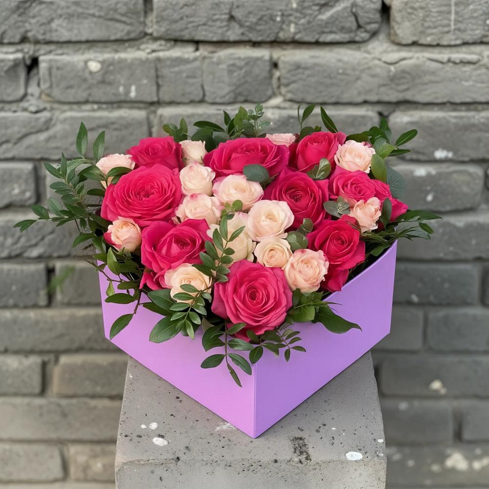 Цветочная композиция из Розы в коробке в Белово