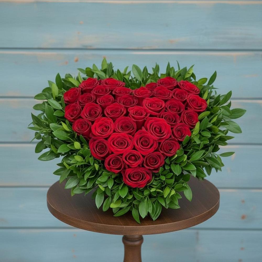 Цветочная композиция из Розы в виде сердца в Белово