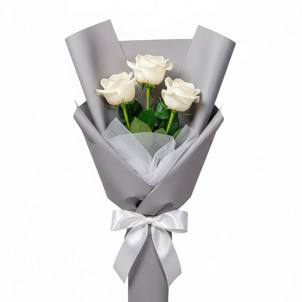 Букет 3 белые розы в Белово