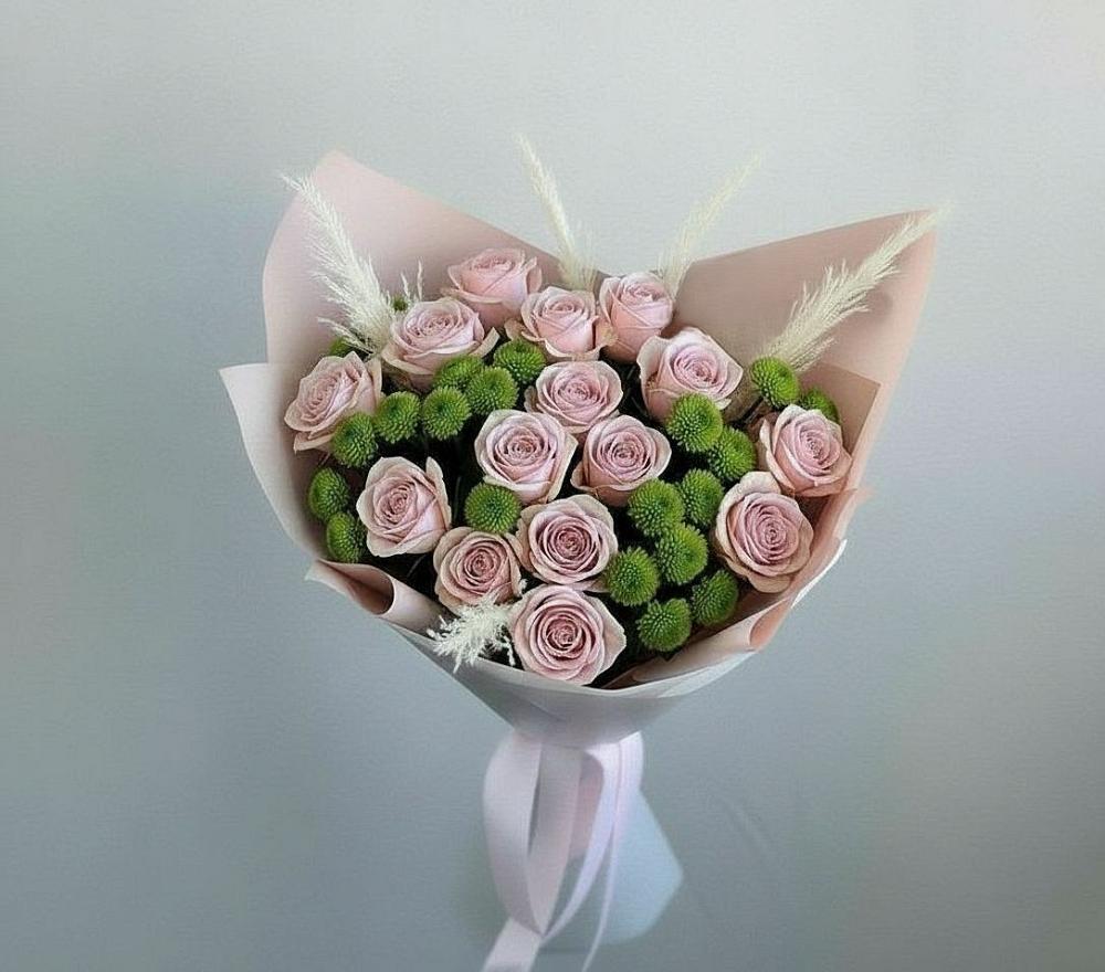 Букет цветов из: Розы и Хризантемы в Белово