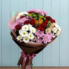 Букет цветов из:  Розы, Хризантемы и Альстромерии в Белово