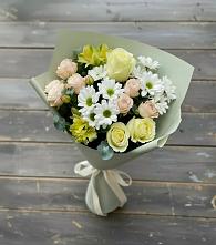 Букет цветов из:  Альстромерии, Розы и Хризантемы в Белово