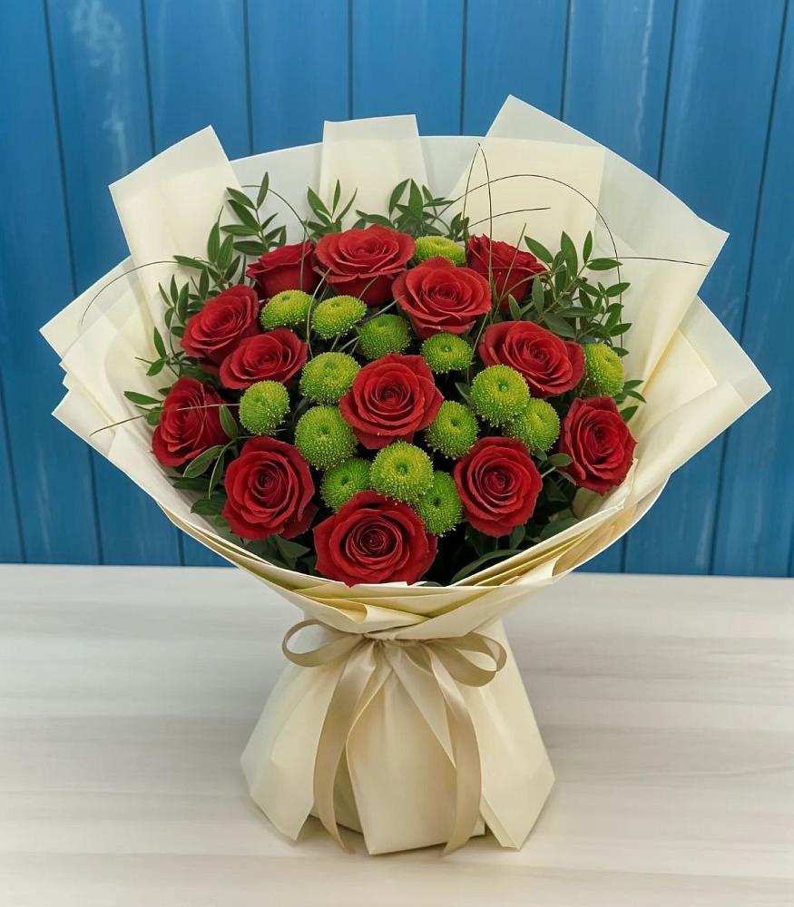 Букет цветов из: Розы и Хризантемы в Белово