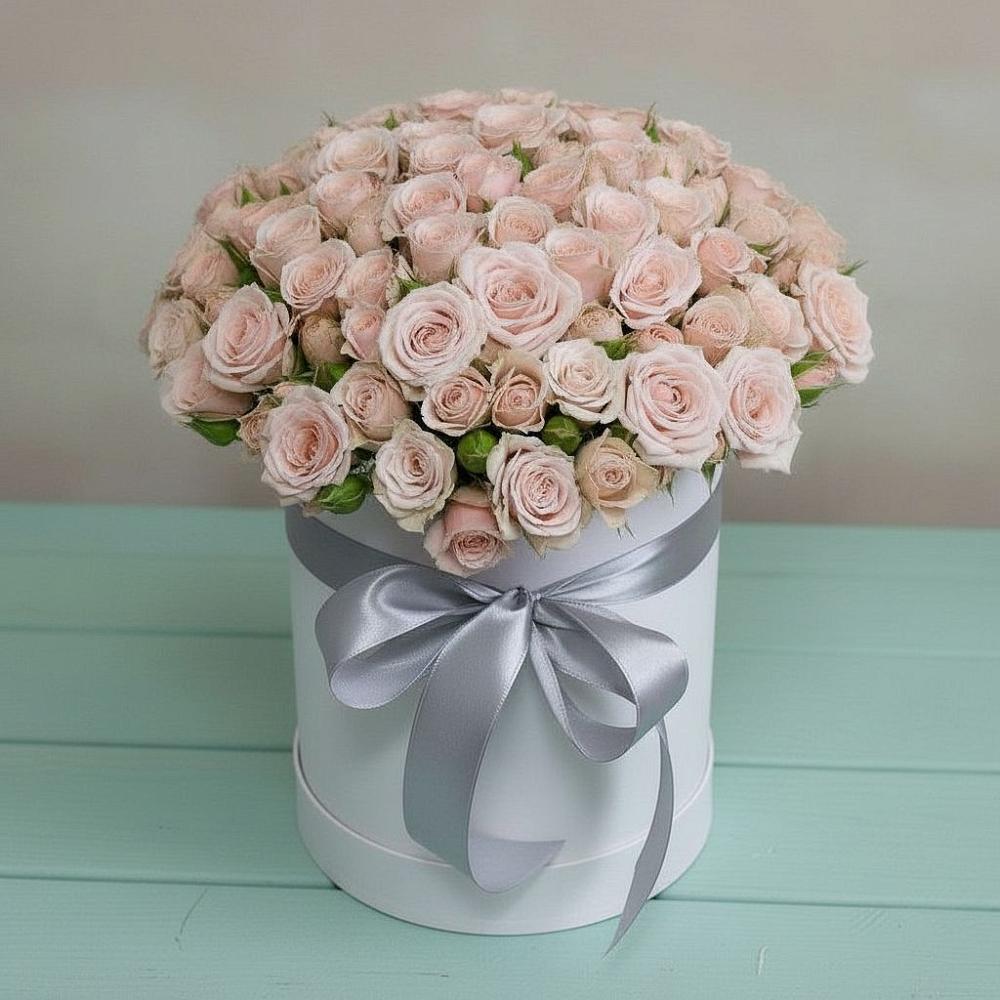 Цветочная композиция из Розы в шляпной коробке в Белово